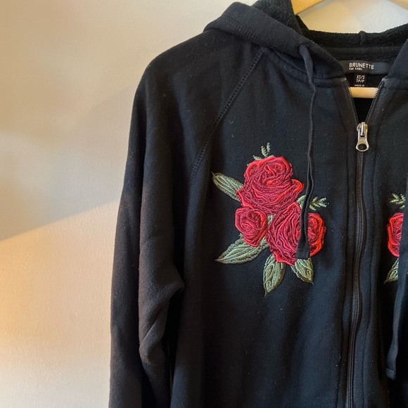 Brunette the Label Floral Embroidered Hoodie XS/S - Picture 3 of 9